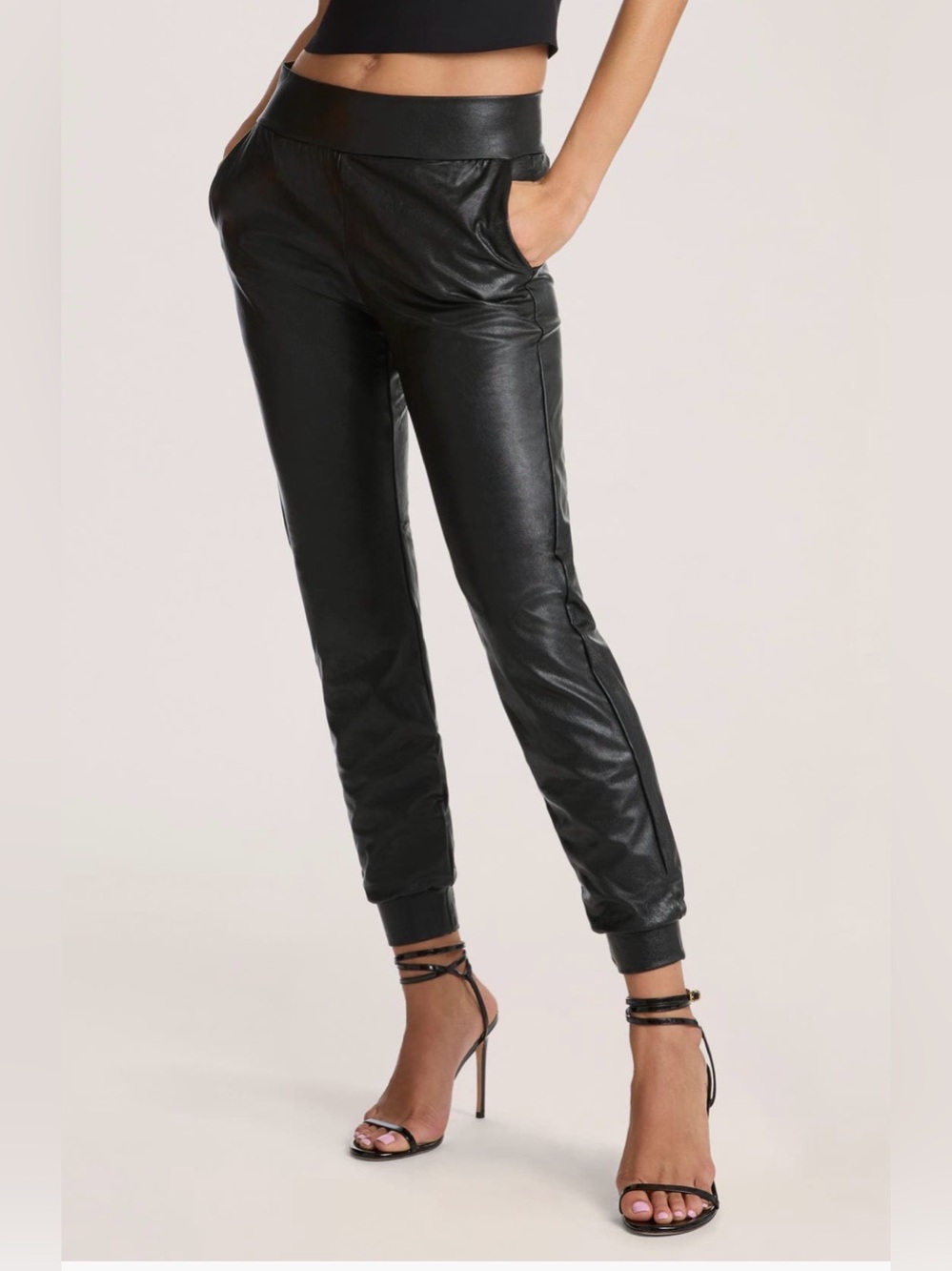 Commando Black Faux Leather Joggers